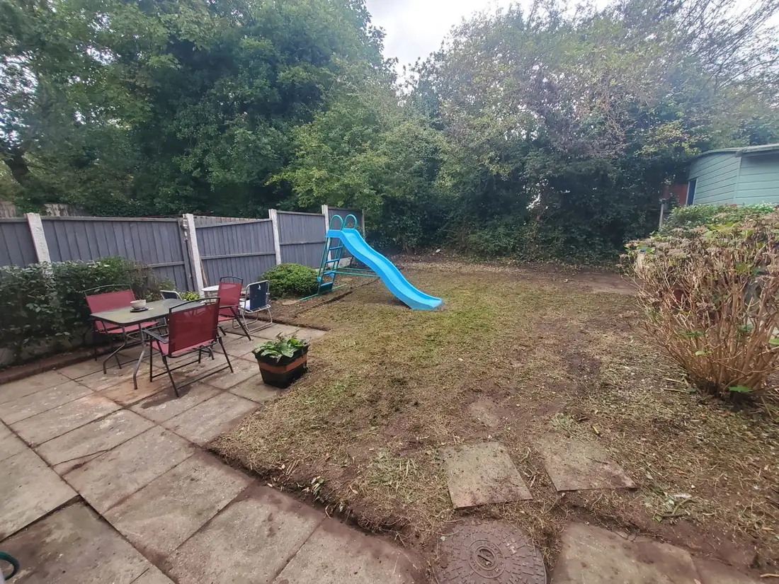 Same garden mown and tidied after a garden tidy-up