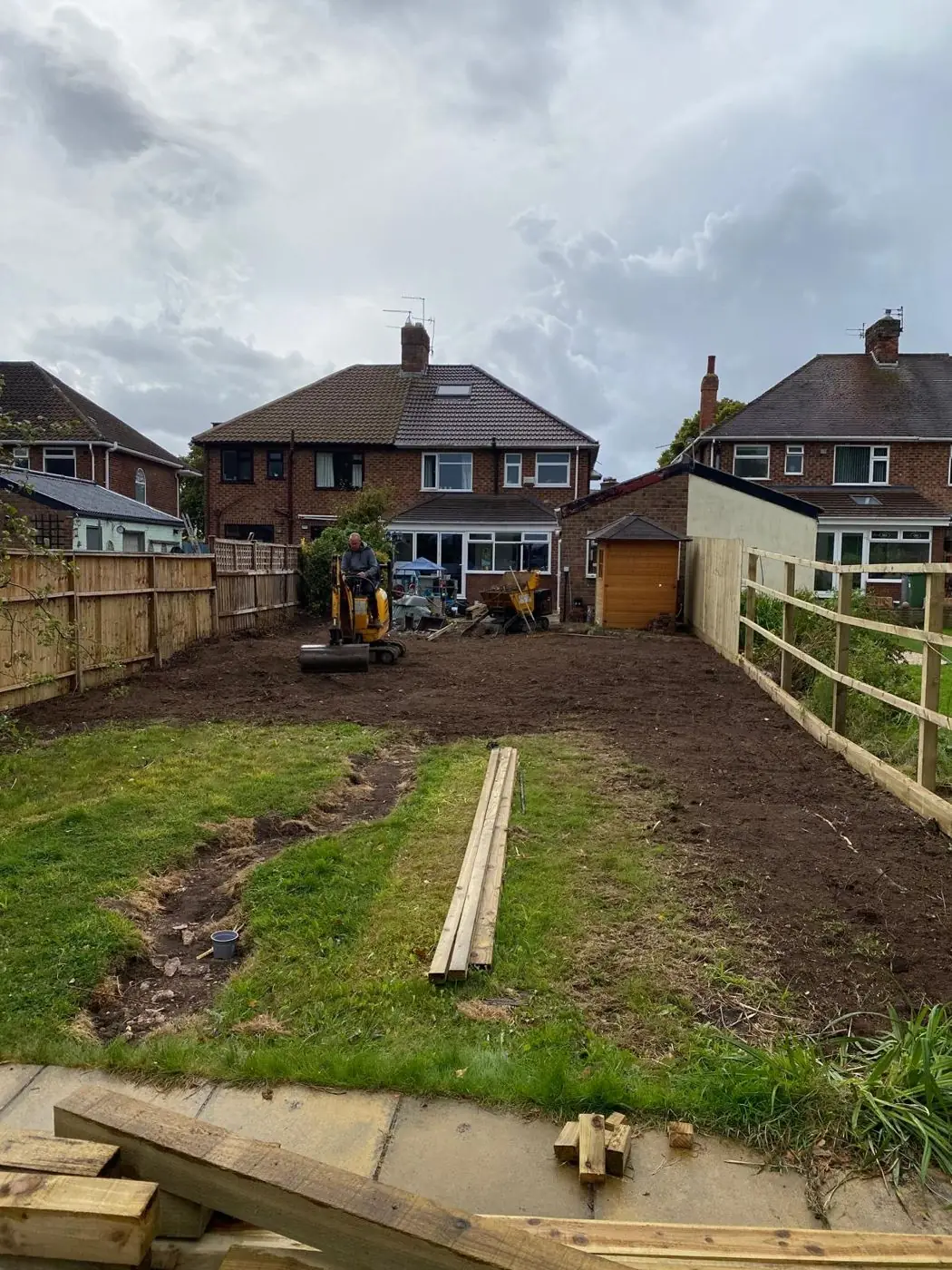 Back garden levelled ready for a new lawn and fencing